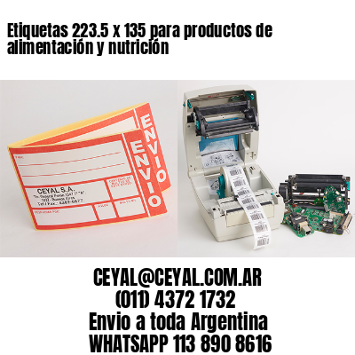 Etiquetas 223.5 x 135 para productos de alimentación y nutrición
