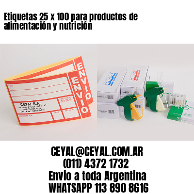 Etiquetas 25 x 100 para productos de alimentación y nutrición