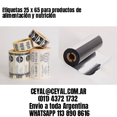 Etiquetas 25 x 65 para productos de alimentación y nutrición