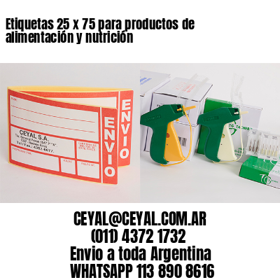 Etiquetas 25 x 75 para productos de alimentación y nutrición