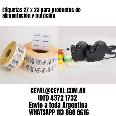 Etiquetas 27 x 23 para productos de alimentación y nutrición