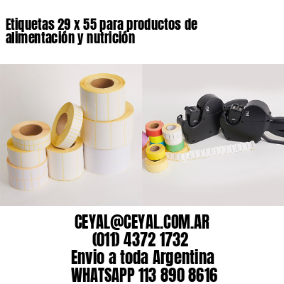 Etiquetas 29 x 55 para productos de alimentación y nutrición