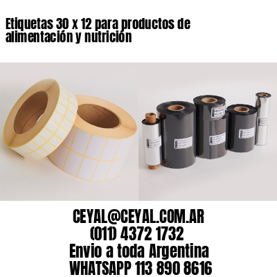 Etiquetas 30 x 12 para productos de alimentación y nutrición