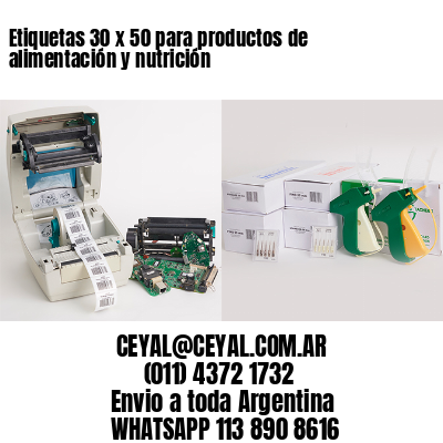 Etiquetas 30 x 50 para productos de alimentación y nutrición