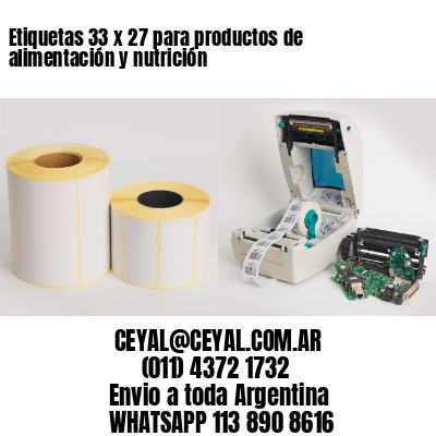 Etiquetas 33 x 27 para productos de alimentación y nutrición