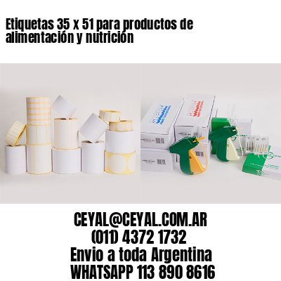 Etiquetas 35 x 51 para productos de alimentación y nutrición