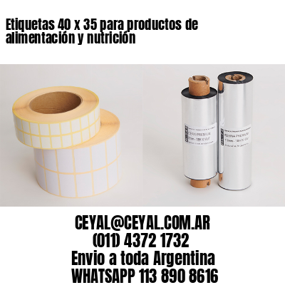 Etiquetas 40 x 35 para productos de alimentación y nutrición