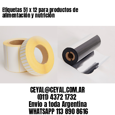 Etiquetas 51 x 12 para productos de alimentación y nutrición