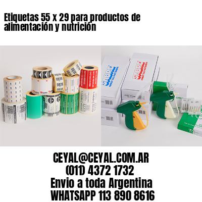 Etiquetas 55 x 29 para productos de alimentación y nutrición