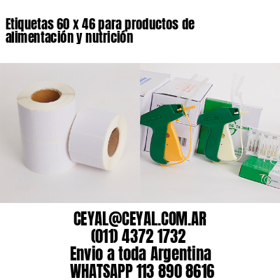 Etiquetas 60 x 46 para productos de alimentación y nutrición