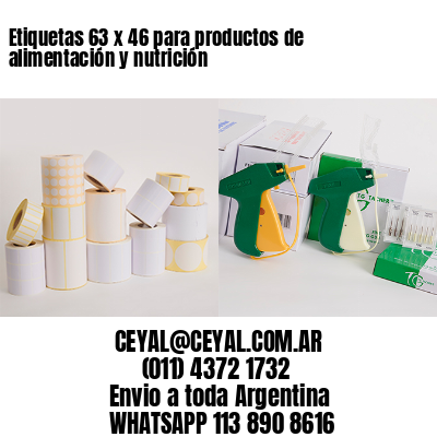 Etiquetas 63 x 46 para productos de alimentación y nutrición