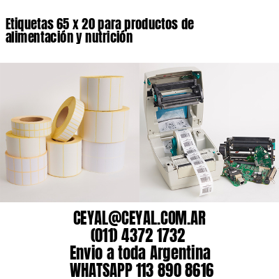 Etiquetas 65 x 20 para productos de alimentación y nutrición