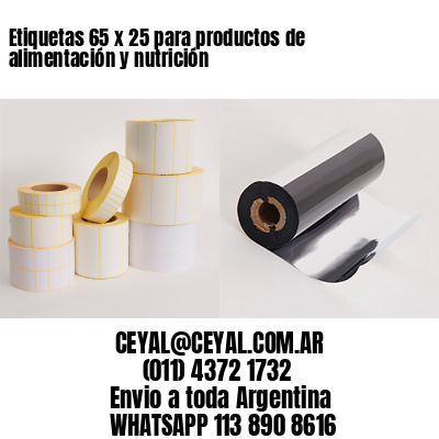 Etiquetas 65 x 25 para productos de alimentación y nutrición