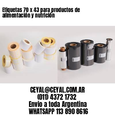 Etiquetas 70 x 43 para productos de alimentación y nutrición