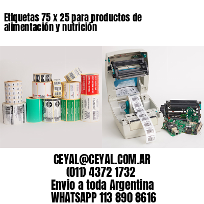 Etiquetas 75 x 25 para productos de alimentación y nutrición