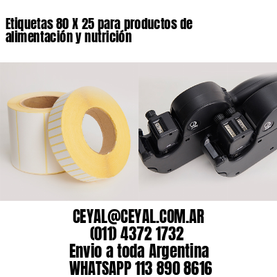 Etiquetas 80 X 25 para productos de alimentación y nutrición