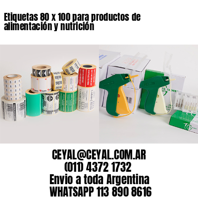 Etiquetas 80 x 100 para productos de alimentación y nutrición