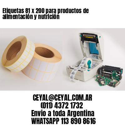 Etiquetas 81 x 200 para productos de alimentación y nutrición