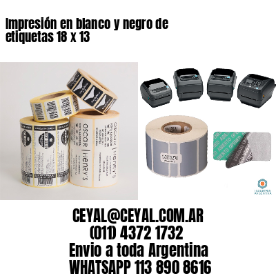 Impresión en blanco y negro de etiquetas 18 x 13