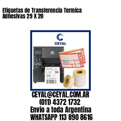 Etiquetas de Transferencia Termica Adhesivas 29 X 20
