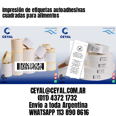 Impresión de etiquetas autoadhesivas cuadradas para alimentos
