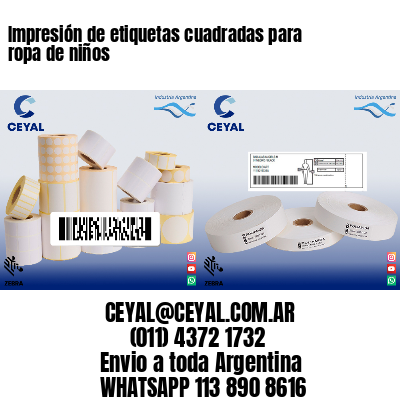 Impresión de etiquetas cuadradas para ropa de niños