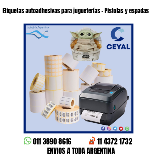 Etiquetas autoadhesivas para jugueterías – Pistolas y espadas