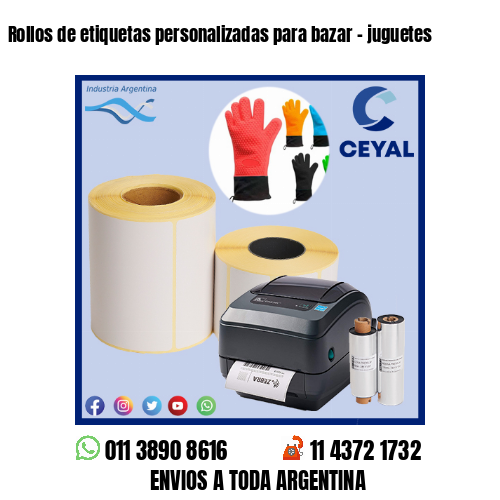 Rollos de etiquetas personalizadas para bazar – juguetes