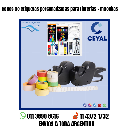 Rollos de etiquetas personalizadas para librerías – mochilas