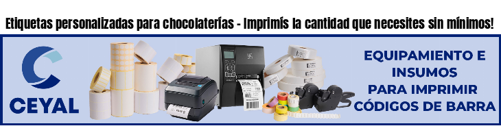 Etiquetas personalizadas para chocolaterías - Imprimís la cantidad que necesites sin mínimos!