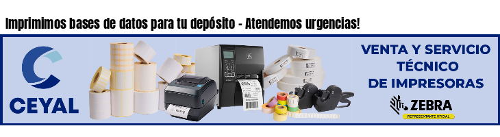 Imprimimos bases de datos para tu depósito - Atendemos urgencias!