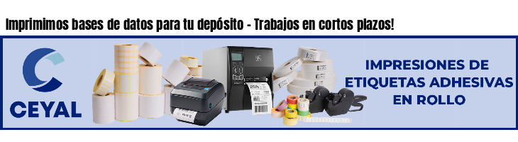 Imprimimos bases de datos para tu depósito - Trabajos en cortos plazos!