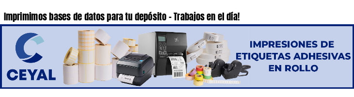 Imprimimos bases de datos para tu depósito - Trabajos en el día!