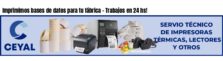 Imprimimos bases de datos para tu fábrica - Trabajos en 24 hs!
