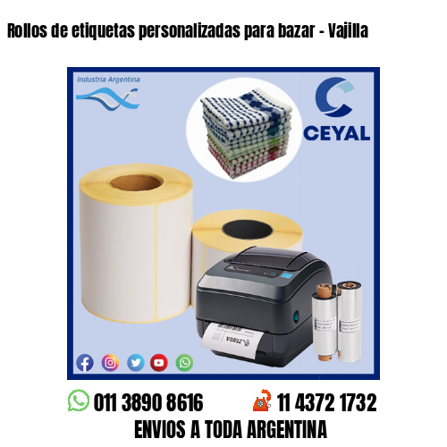 Rollos de etiquetas personalizadas para bazar – Vajilla
