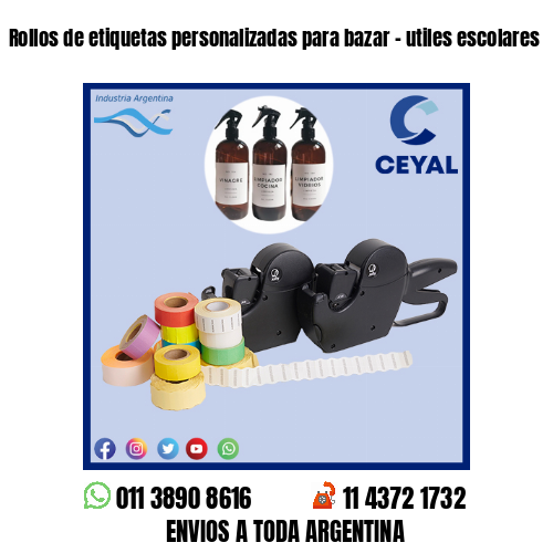 Rollos de etiquetas personalizadas para bazar – utiles escolares
