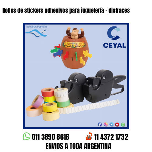 Rollos de stickers adhesivos para juguetería – disfraces