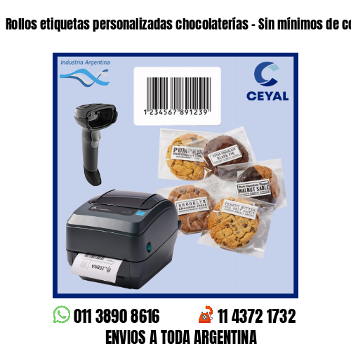 Rollos etiquetas personalizadas chocolaterías – Sin mínimos de compra!