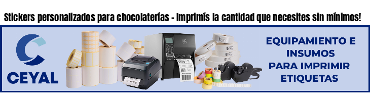 Stickers personalizados para chocolaterías - Imprimís la cantidad que necesites sin mínimos!