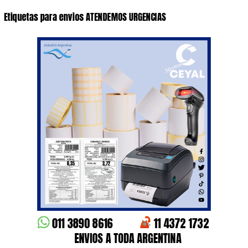 Etiquetas para envios ATENDEMOS URGENCIAS