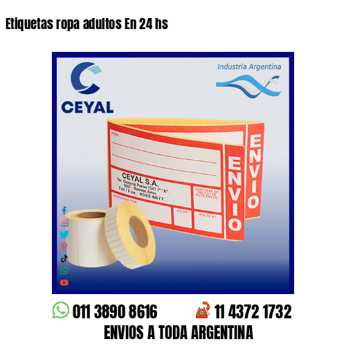 Etiquetas ropa adultos En 24 hs