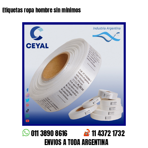 Etiquetas ropa hombre sin minimos