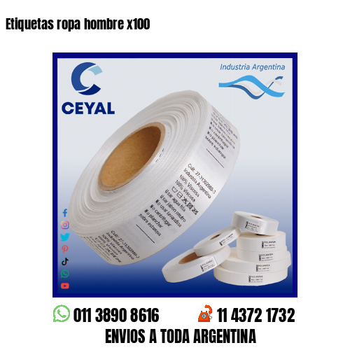 Etiquetas ropa hombre x100