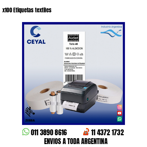 x100 Etiquetas textiles