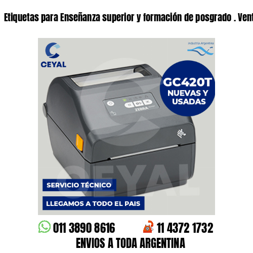 Etiquetas para Enseñanza superior y formación de posgrado . Venta minorista