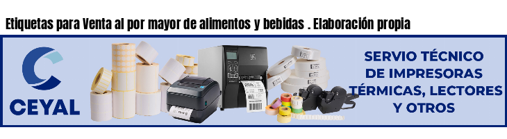 Etiquetas para Venta al por mayor de alimentos y bebidas . Elaboración propia