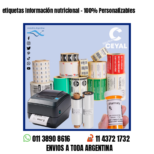 etiquetas Información nutricional – 100% Personalizables