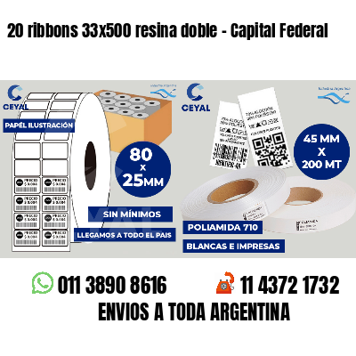 20 ribbons 33x500 resina doble - Capital Federal