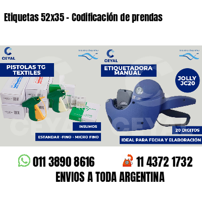 Etiquetas 52x35 - Codificación de prendas