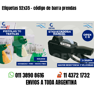 Etiquetas 52x35 - código de barra prendas